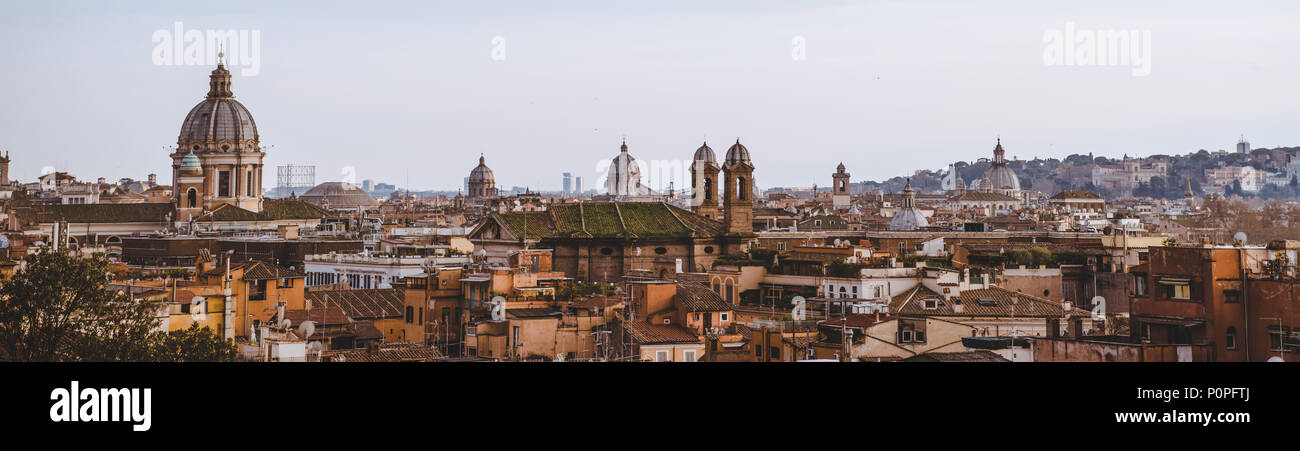 panorama view of St Peters Basilica and buildings in Rome, Italy Stock ...