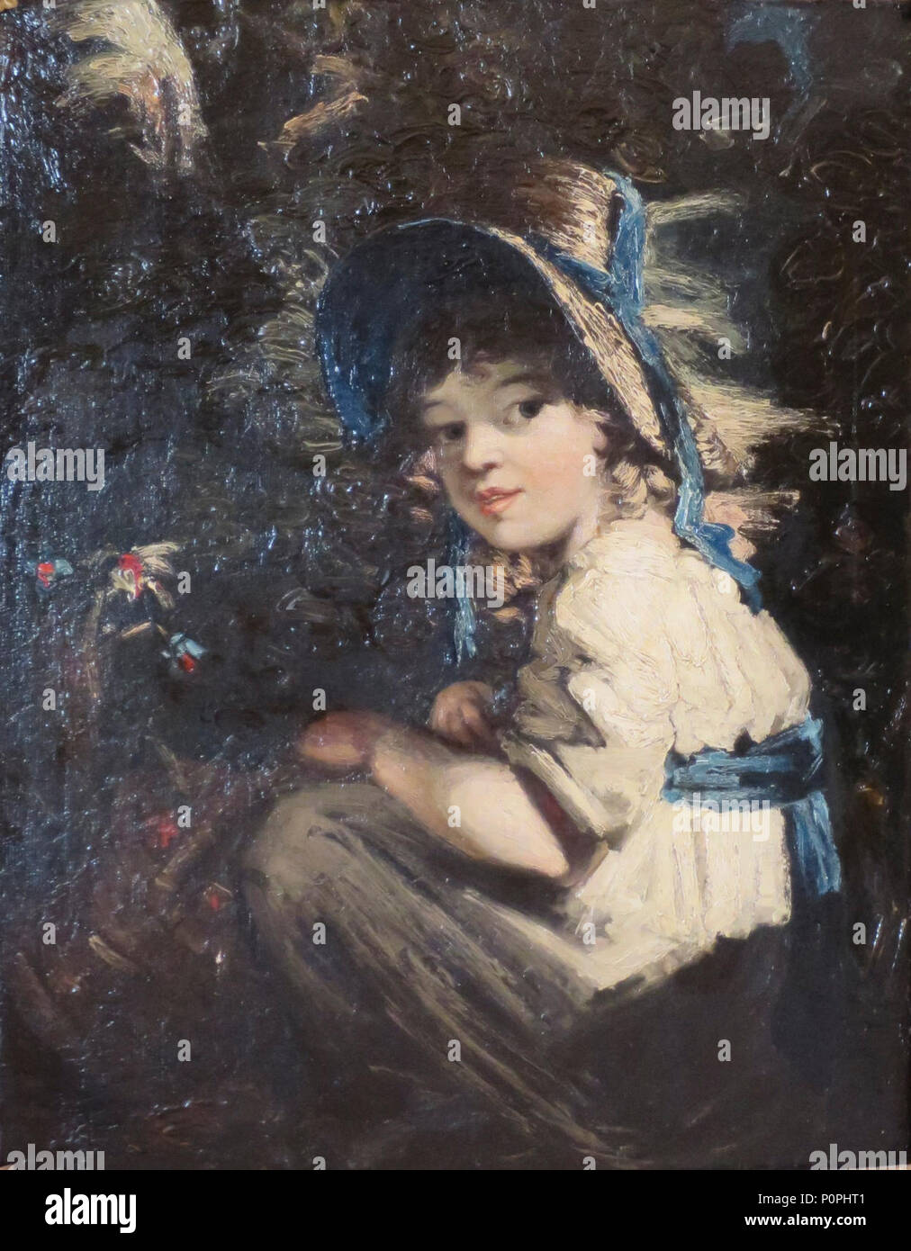 'Girl in a Straw Hat' by Daniel Gardner, 178090, Hermitage Stock Photo