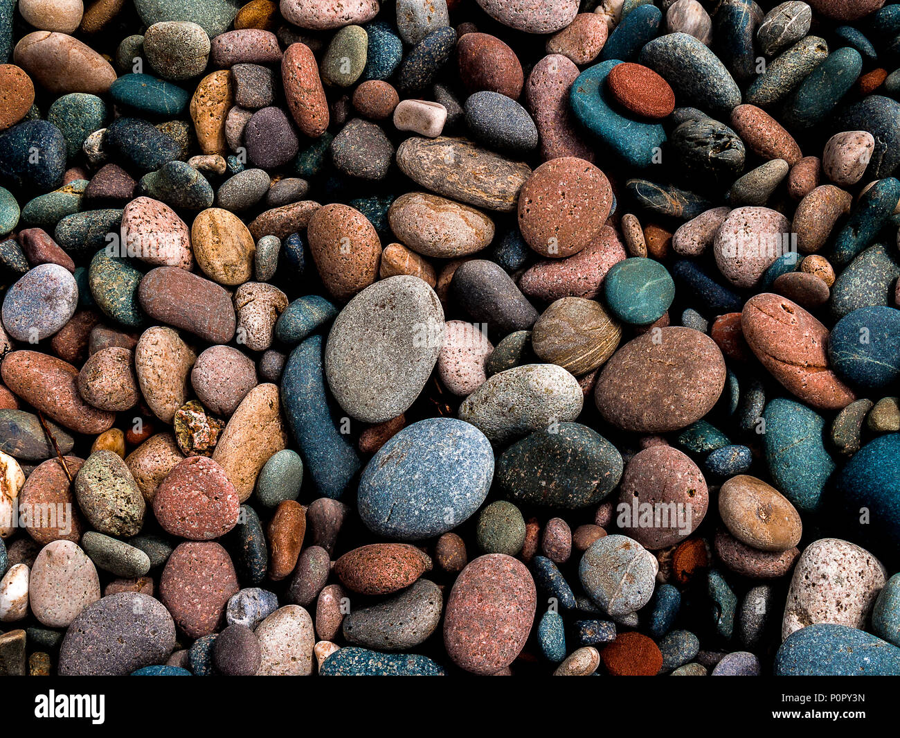 Background; pebbles on beach Stock Photo