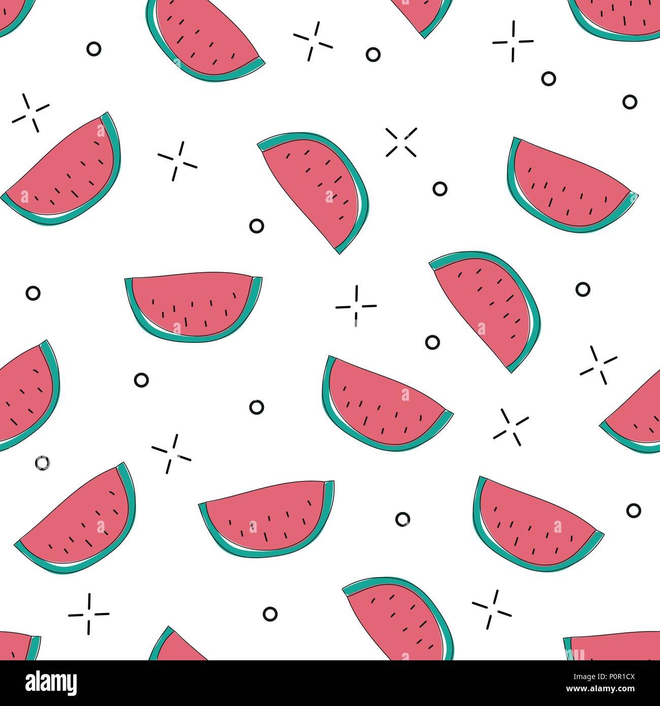 Bright colorful vector seamless pattern with sliced watermelons Stock Vector