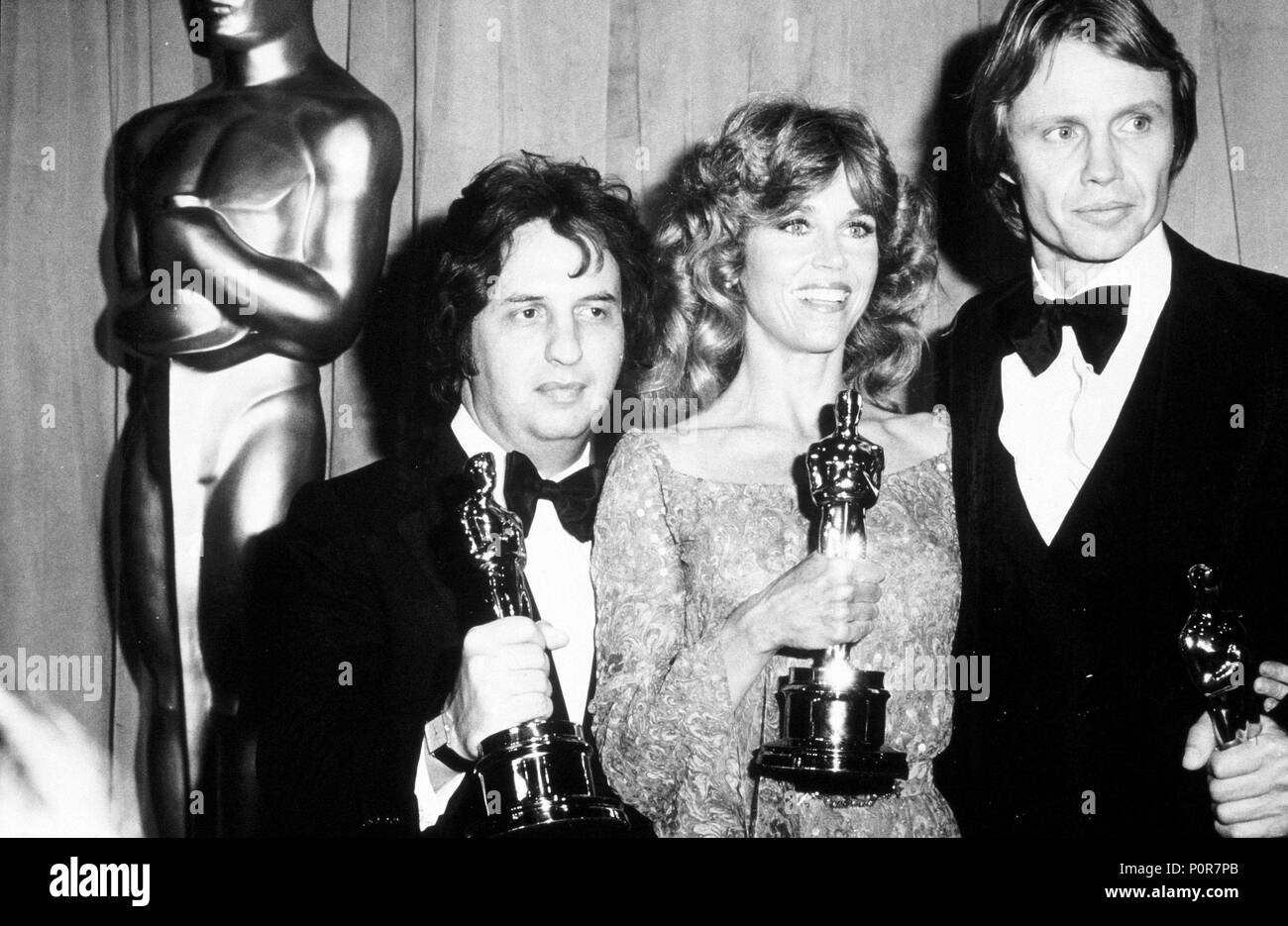 Description: The 51st Academy Awards / 1979.   Michale Cimino, best director for 'The Hunter'. John Voight, best actor for 'Coming Home'. Jane Fonda, best actress for 'Coming Home'..  Year: 1979.  Stars: JANE FONDA; JON VOIGHT; MICHAEL CIMINO. Stock Photo