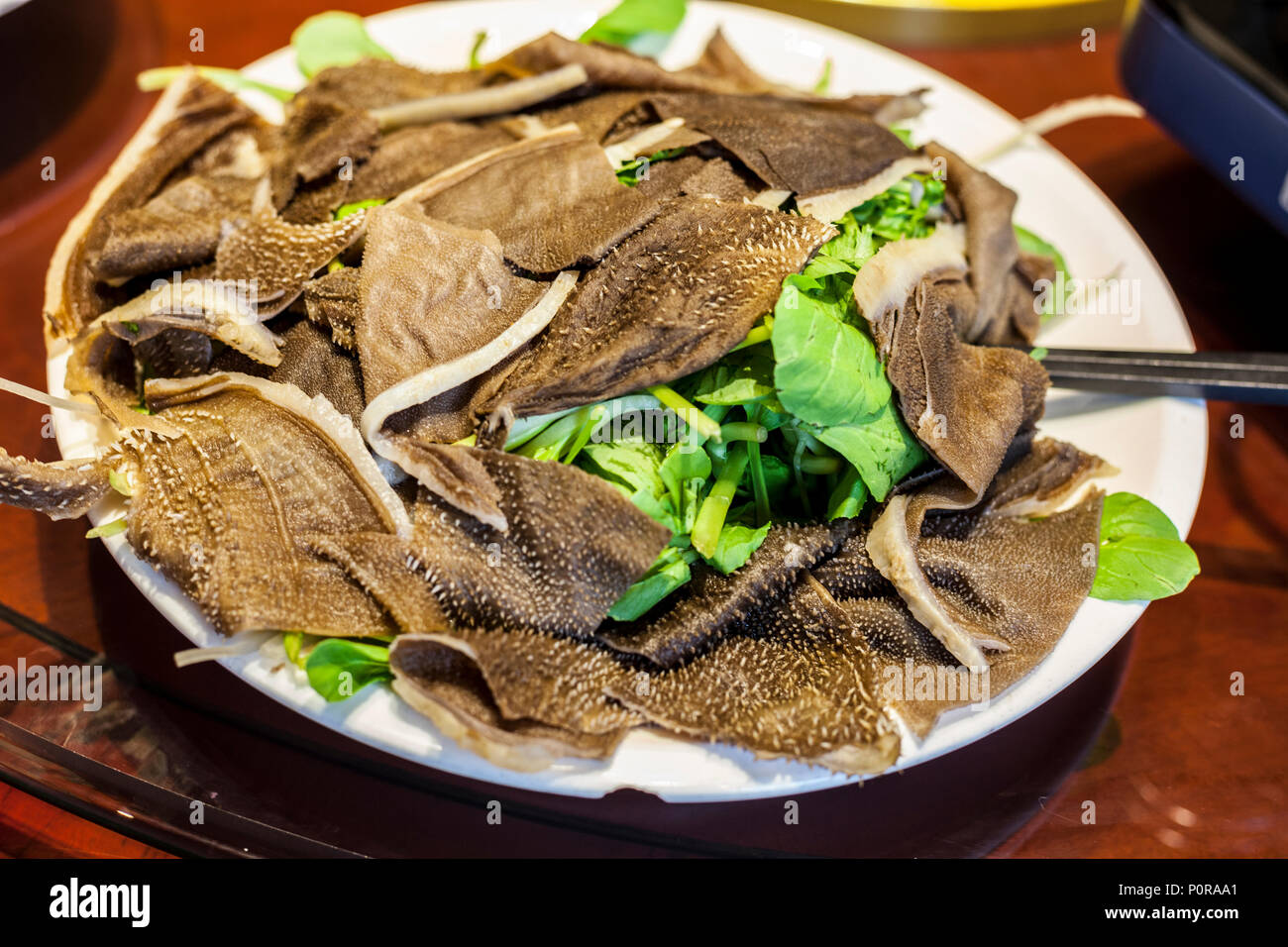 Nanjing, Jiangsu, China.  Ox Stomach Served for Lunch. Stock Photo