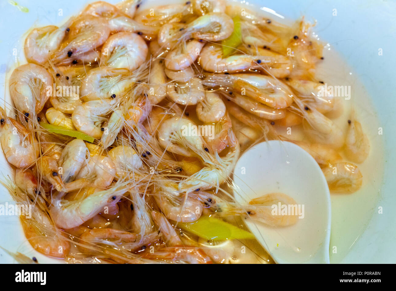 Nanjing, Jiangsu, China.  Fresh Water River Shrimp. Stock Photo