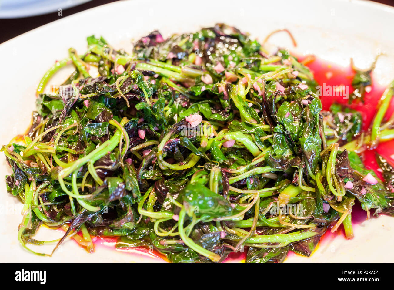 Nanjing, Jiangsu, China.  Mixed Green Salad with Amaranth. Stock Photo