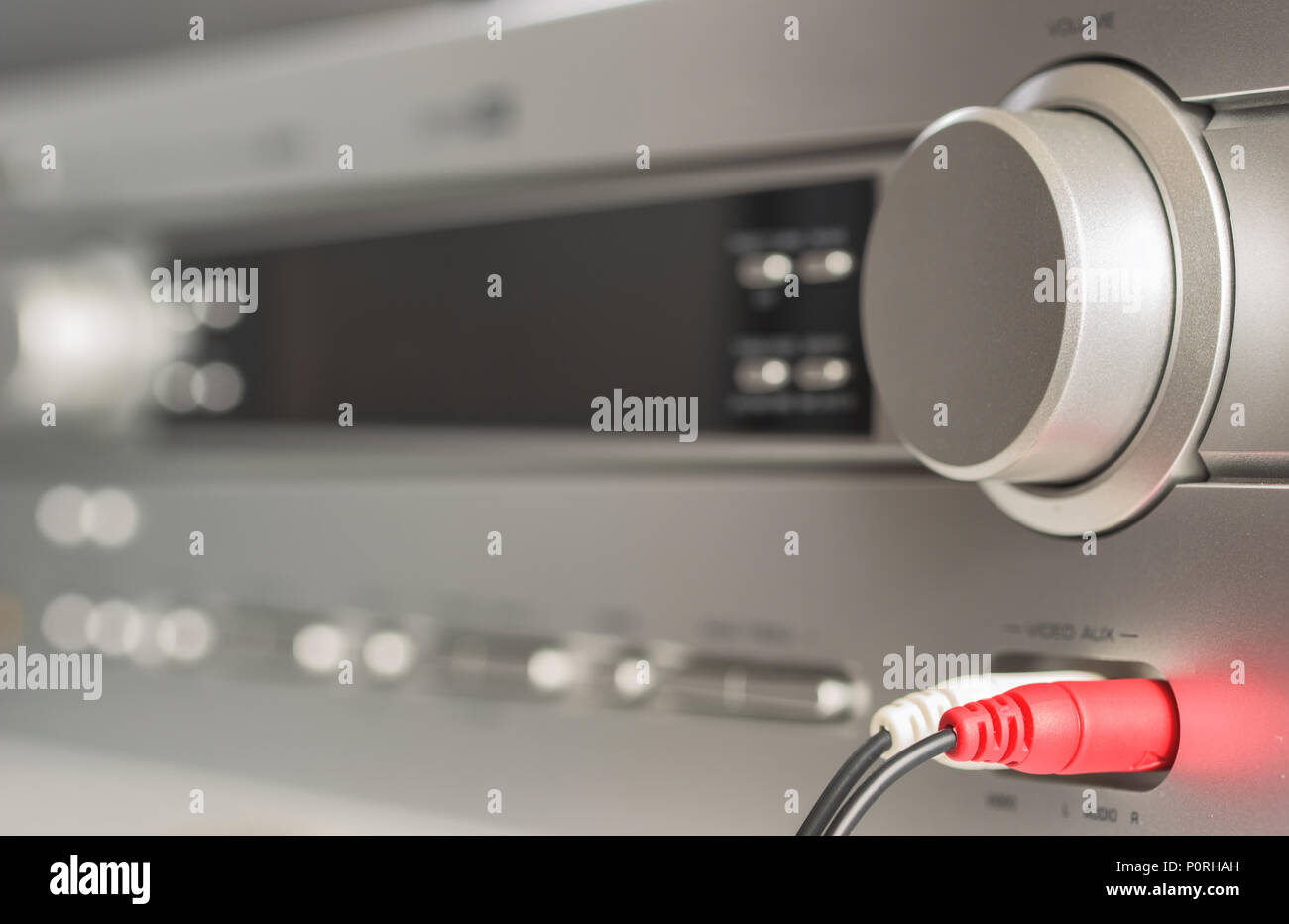 Hifi system amplifier. Home musical equipment closeup. Entertainment