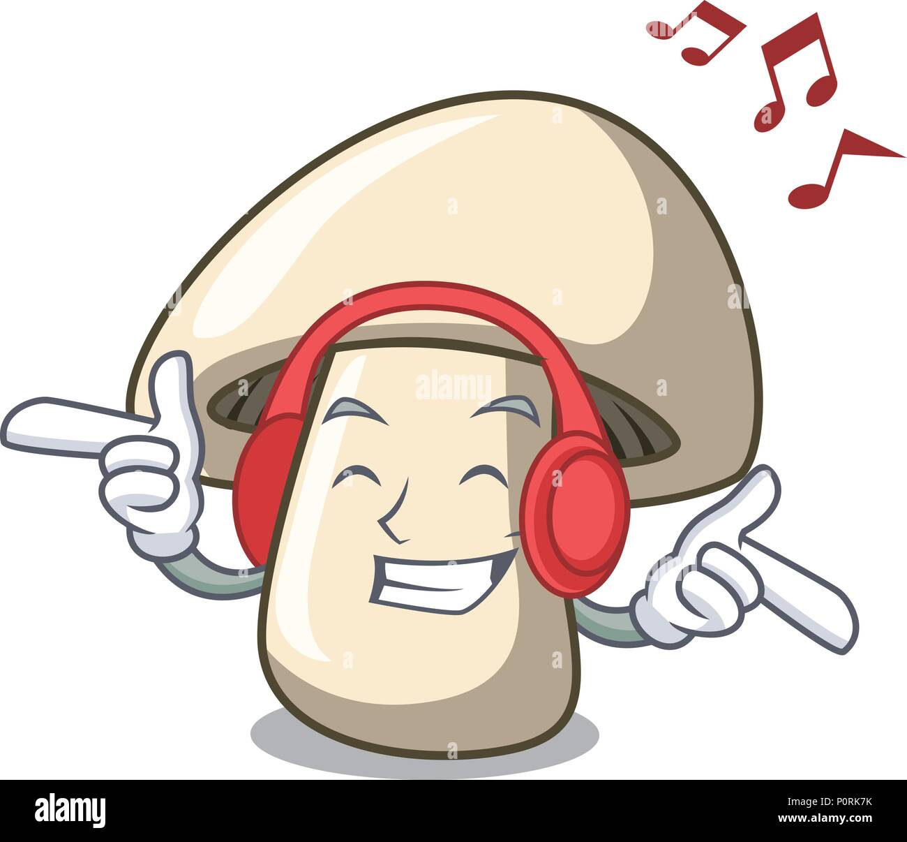 Listening music champignon mushroom mascot cartoon Stock Vector Image