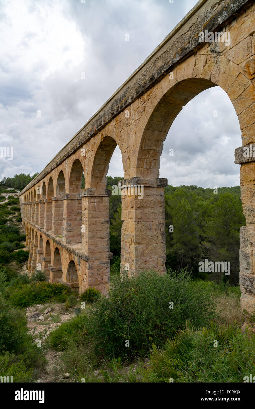 The beautiful and historic remains of the Roman Aqueduct named Pont del ...