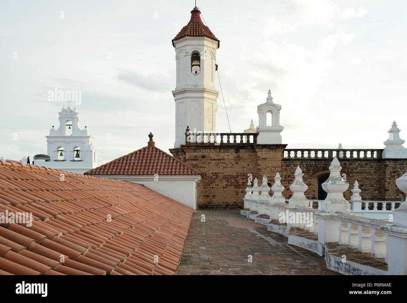 The rooftop of San Felipe Neri, a neoclassical style church (originally a monastery) it now functions as an all-girls parochial school. Sucre, Bolivia Stock Photo