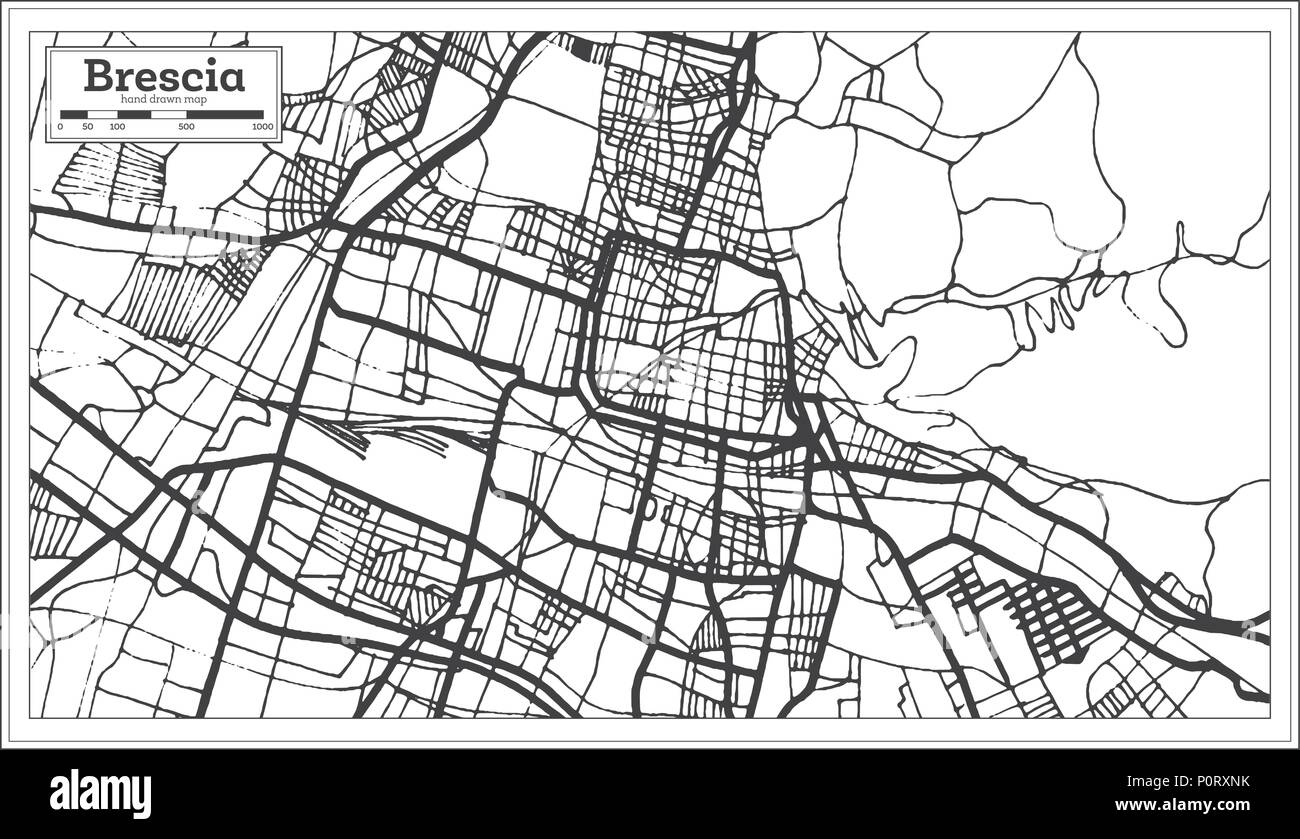 Brescia Italy City Map in Retro Style. Outline Map. Vector Illustration. Stock Vector