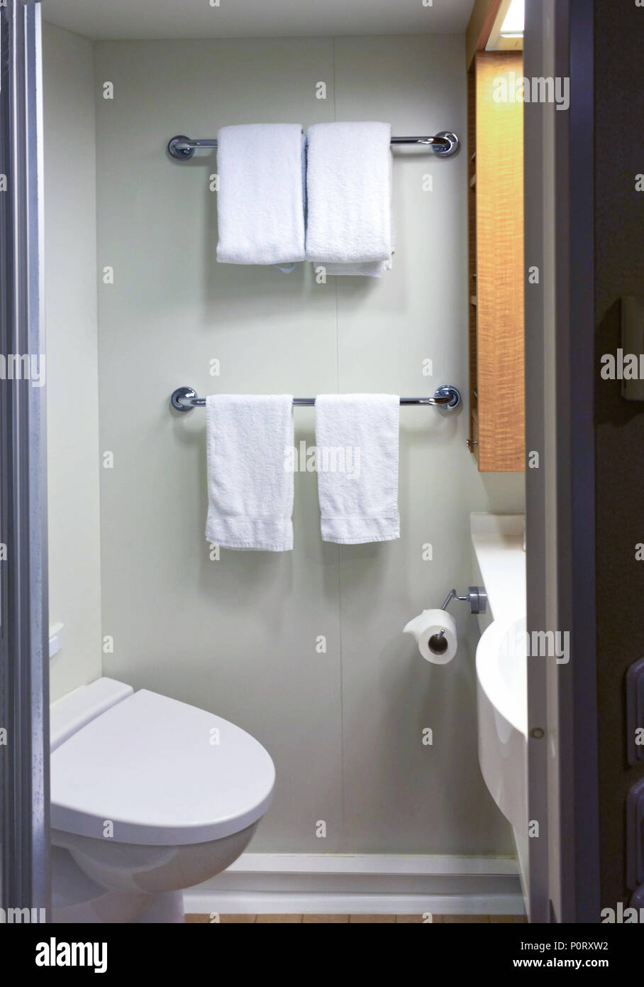 Bathroom With Shower Cabin Toilet On A Cruise Ship Stock Photo Alamy