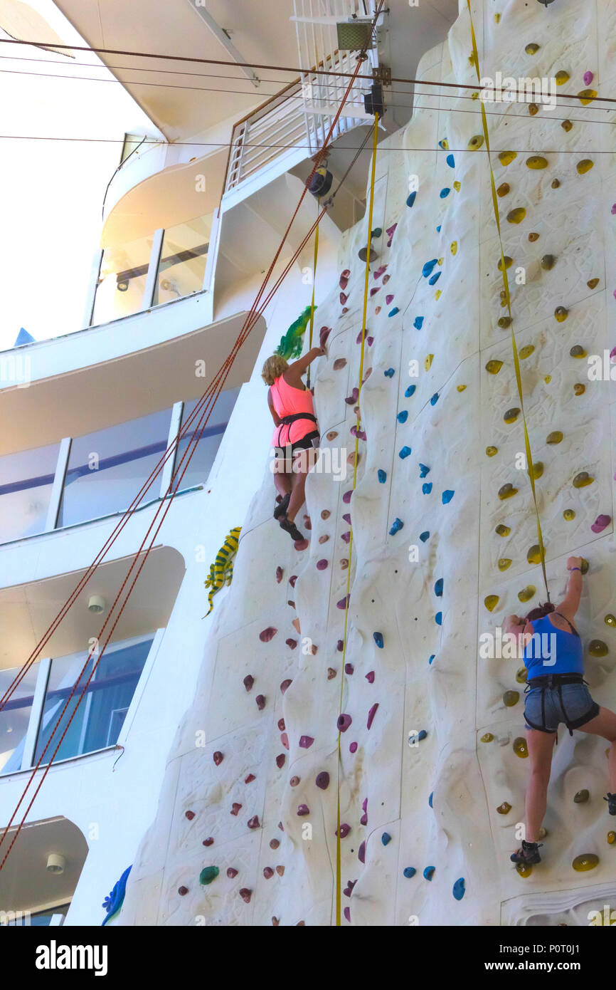 Cape Canaveral, USA May 06, 2018 The climbing wall at cruise liner