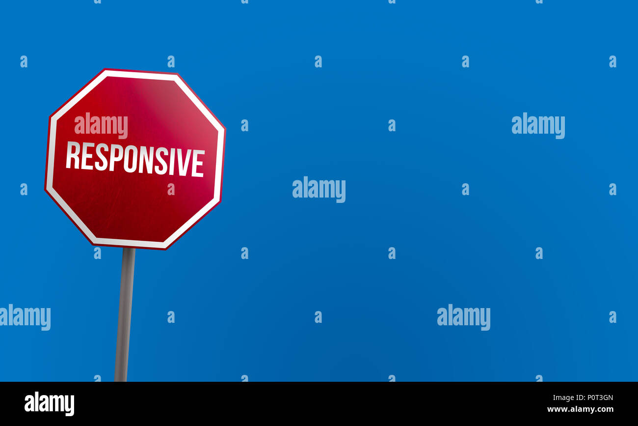 Responsive Web Design - red sign with blue sky Stock Photo