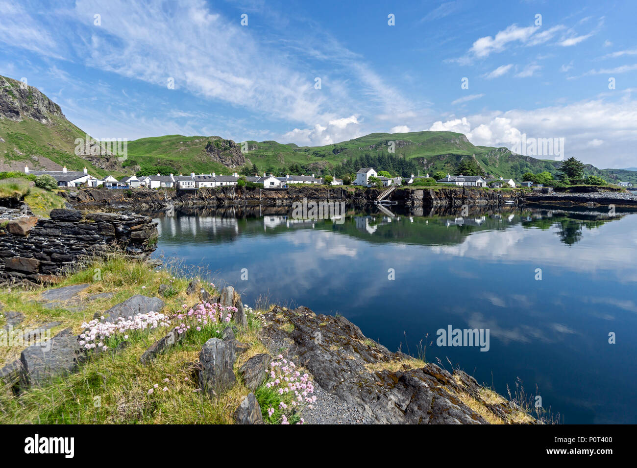 Disused old slate mine at village of Easdale on the island of Seil south of  Oban Argyll & Bute Scotland UK Stock Photo