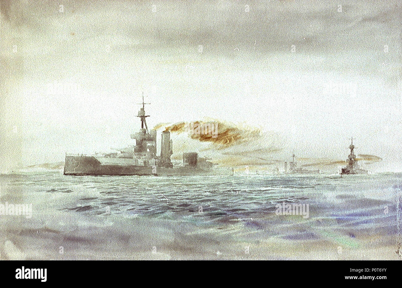 'Iron Duke'class battleships off a coast RMG PV3123 Stock Photo Alamy