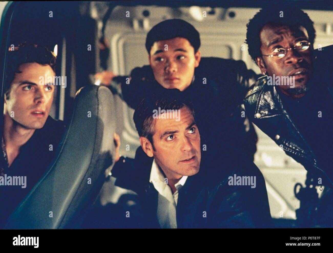 Original Film Title: OCEAN'S ELEVEN.  English Title: OCEAN'S ELEVEN.  Film Director: STEVEN SODERBERGH.  Year: 2001.  Stars: GEORGE CLOONEY; DON CHEADLE; CASEY AFFLECK; SHAOBO QUIN. Credit: JERRY WEINTRAUB PRODUCTIONS/NPV ENTERTAINMENT/SECTION EIGHT / MARSHAK, BOB / Album Stock Photo