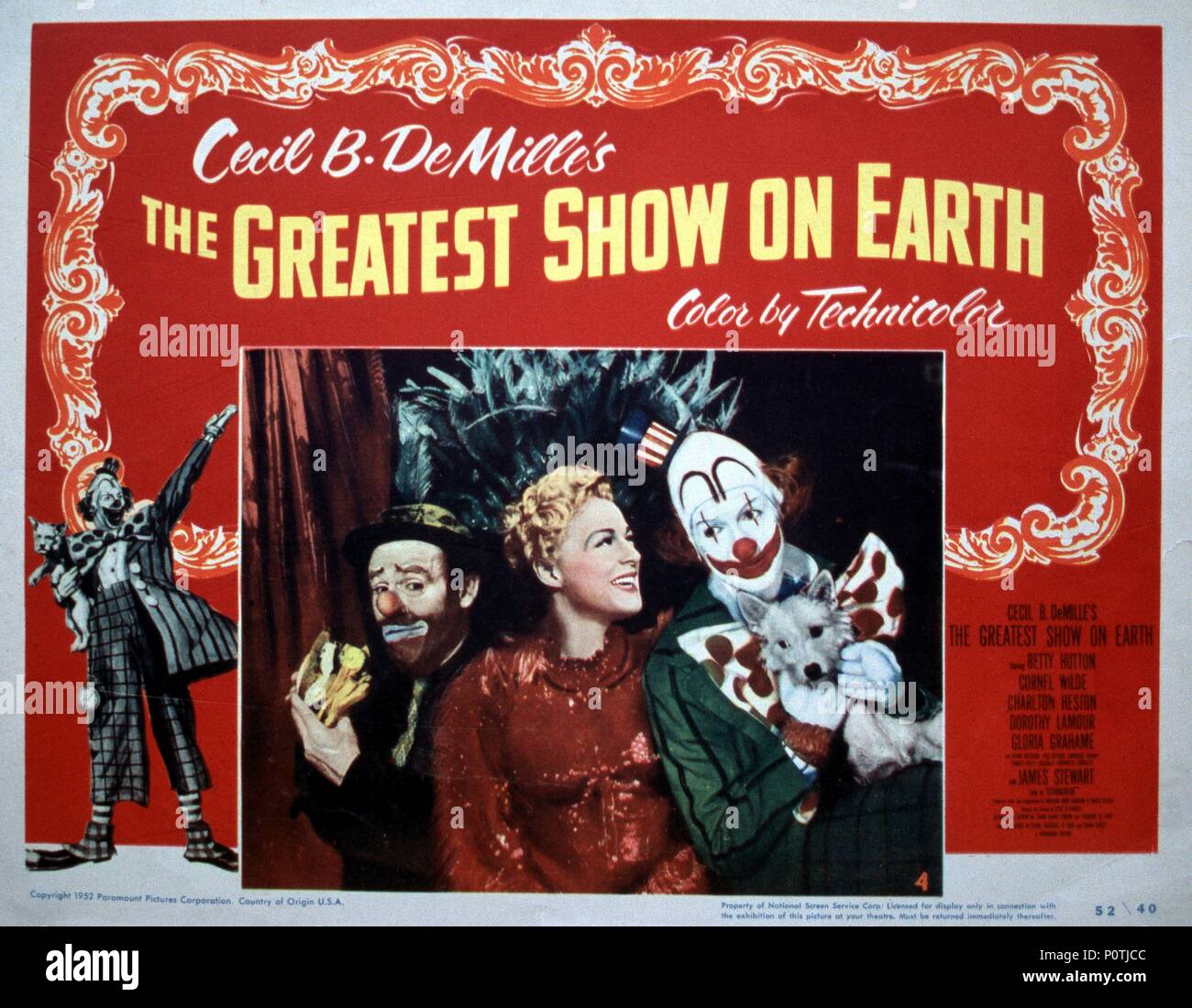 Original Film Title: THE GREATEST SHOW ON EARTH. English Title: THE  GREATEST SHOW ON EARTH. Film Director: CECIL B DEMILLE. Year: 1952. Credit:  PARAMOUNT PICTURES / Album Stock Photo - Alamy