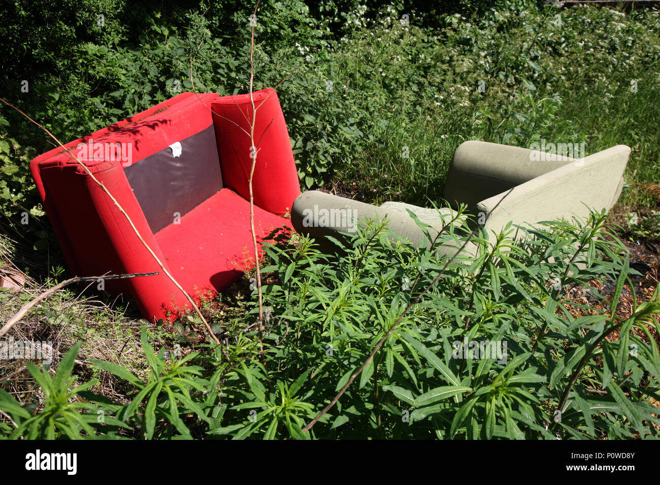 furniture tipping of Household rubbish just tipped at the back of shops in Dinnington Stock