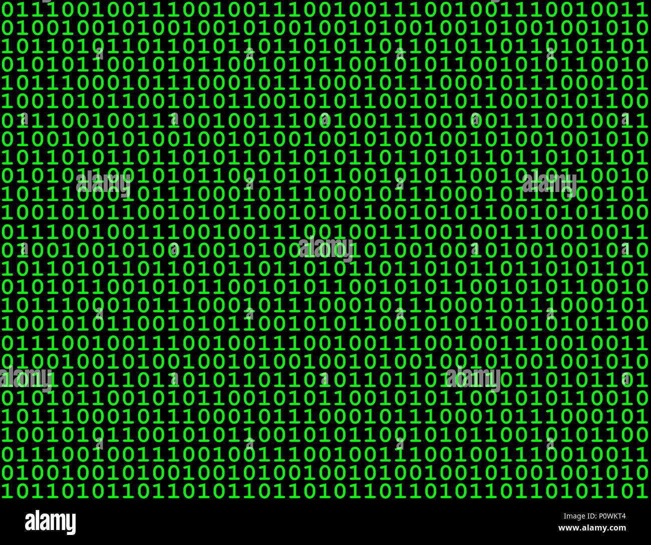 Binary computer data in green against a black background illustration Stock Photo