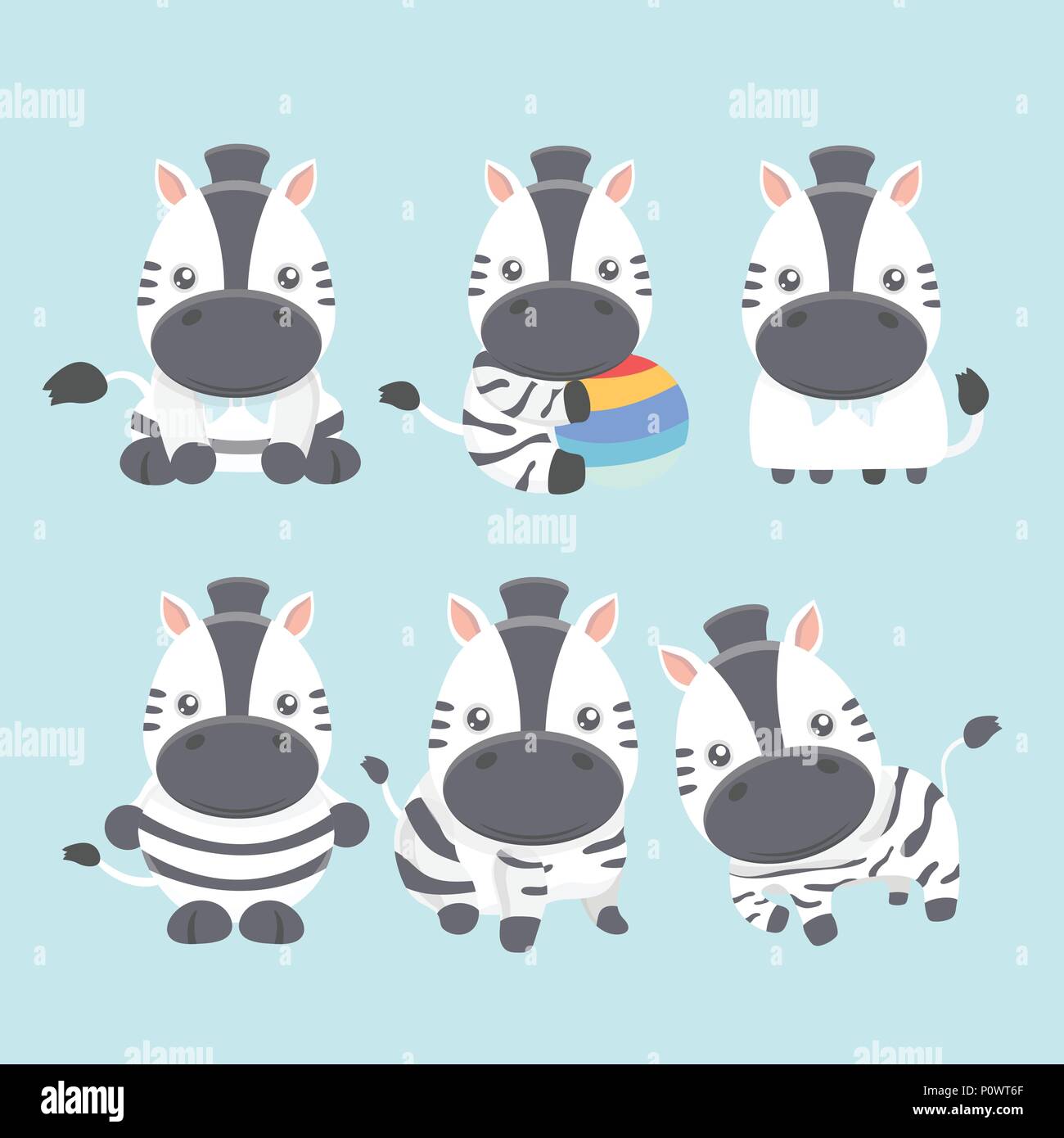 Vector set cute zebra in cartoon style Stock Vector Image & Art - Alamy