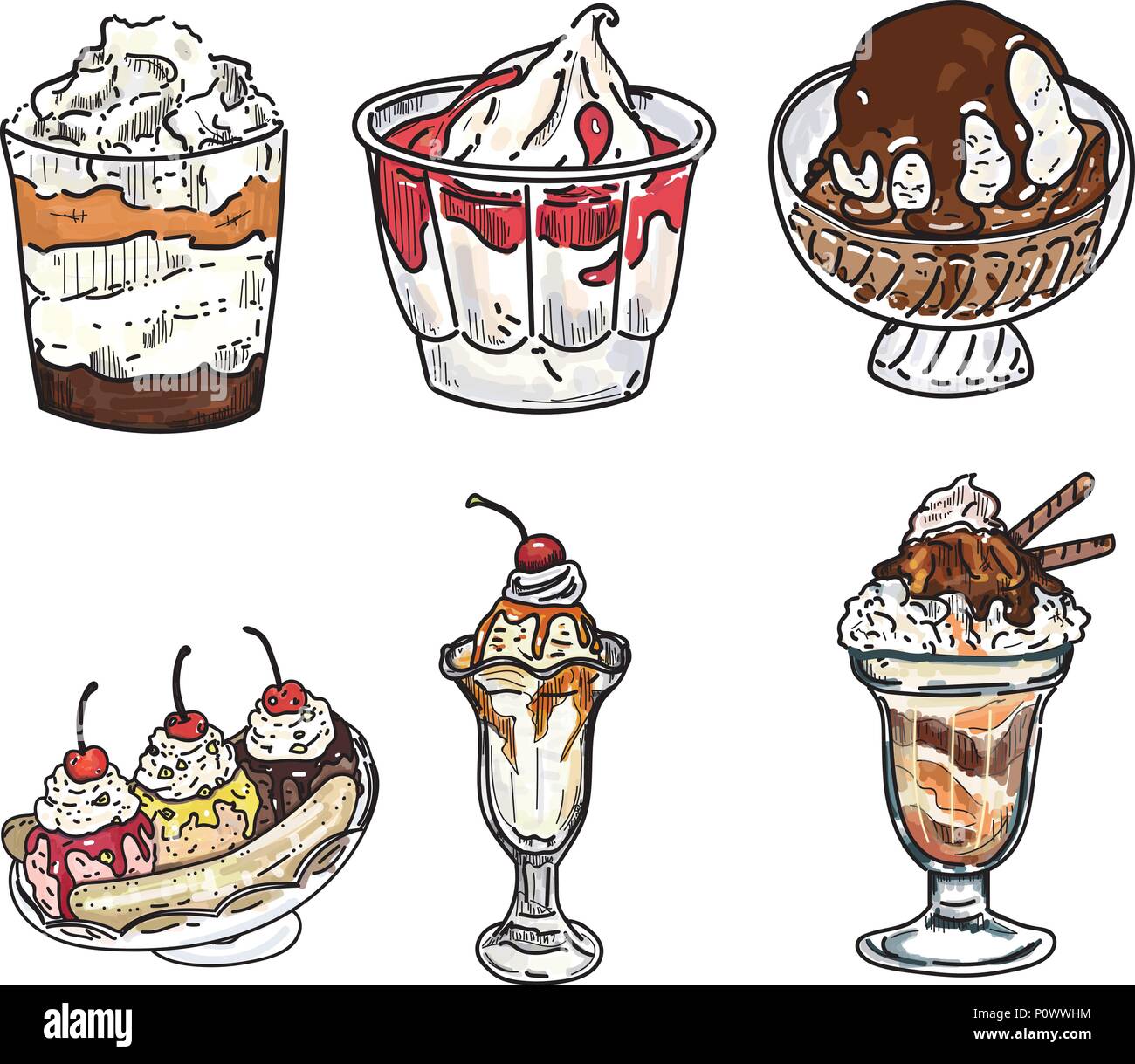 Set of colorful tasty isolated ice cream on white background Stock ...