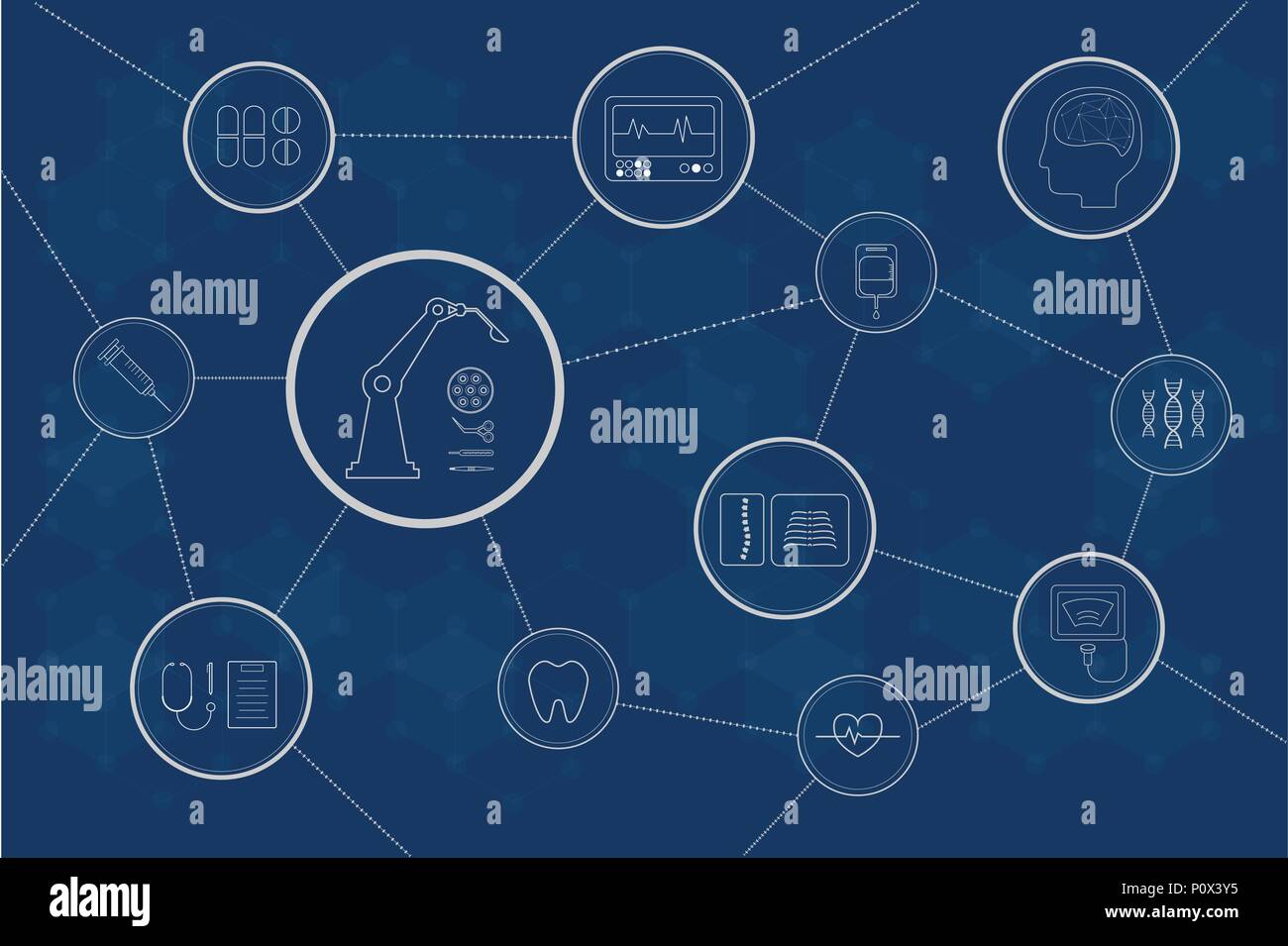 Medical technology concept with medical icons connection vector