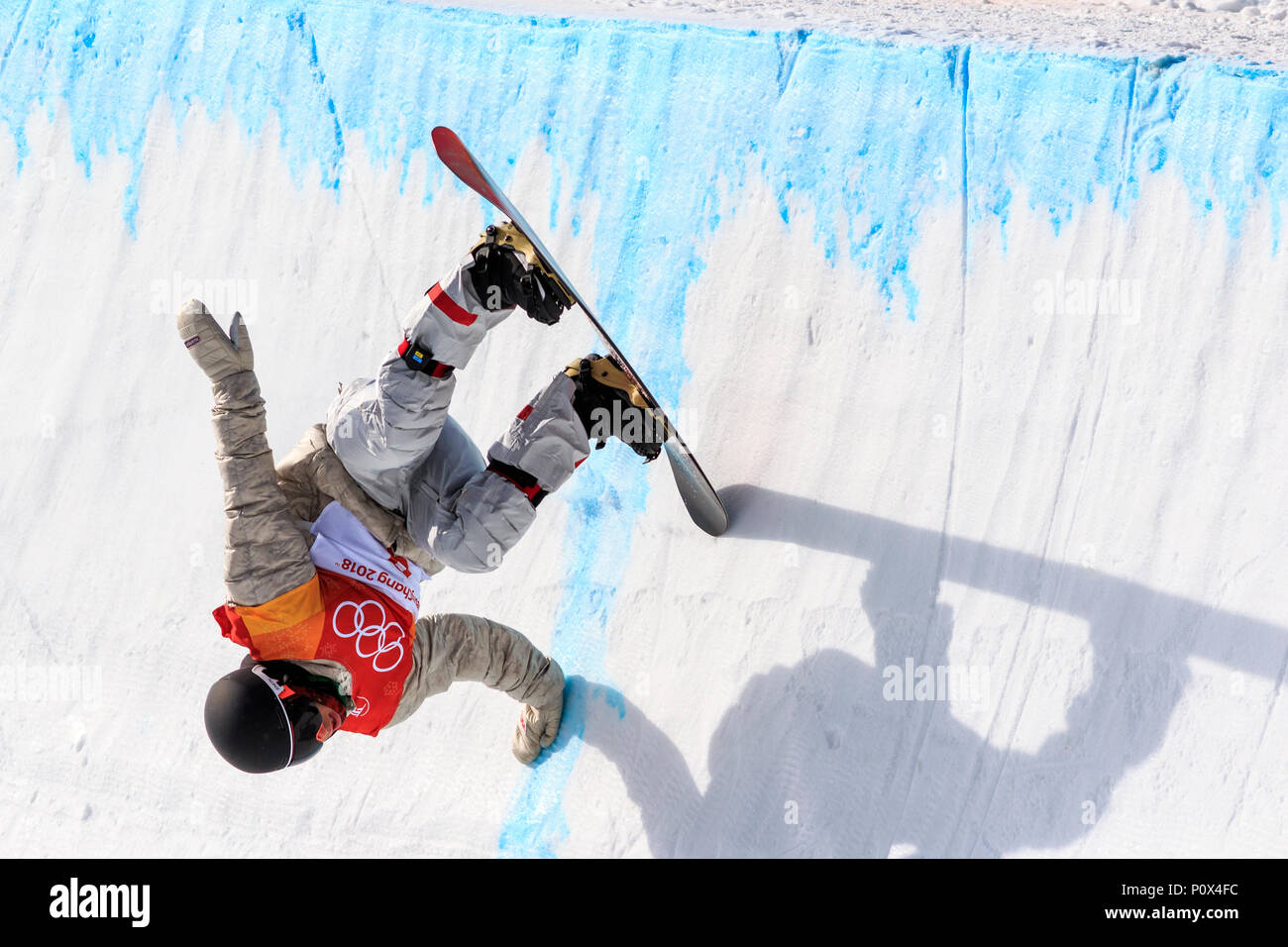 Chase Josey (USA) competing in  the Men's Snowboarding Half Pipe Qualification at the Olympic Winter Games PyeongChang 2018 Stock Photo