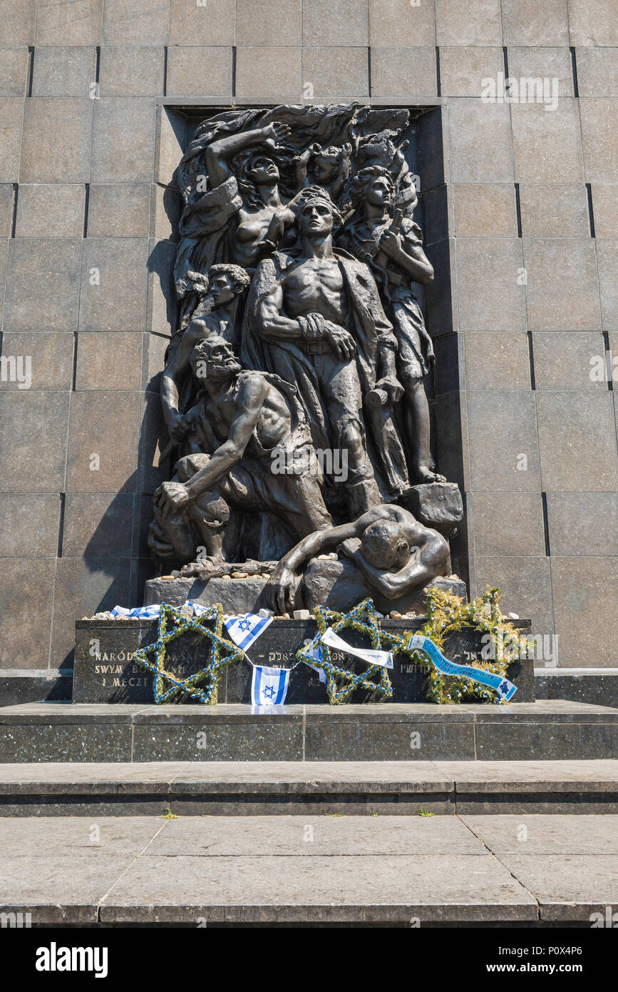 The Ghetto Heroes Monument commemorates the Warsaw Jewish Ghetto Uprising of 1943, Poland. Stock Photo