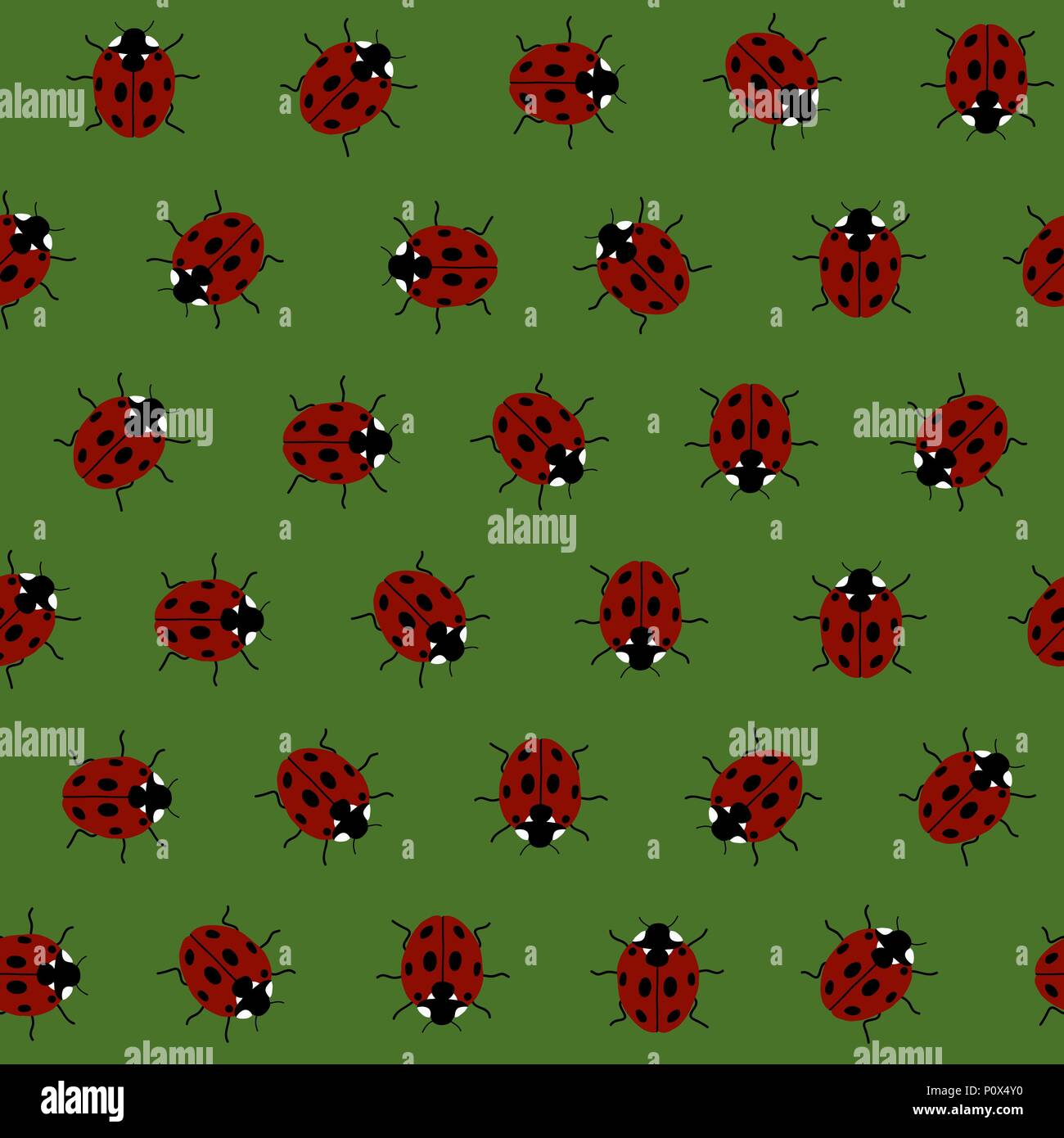 Endless pattern with Ladybugs, kid background. Endless texture, insects background. Simple backdrop. Seamless vector. Plain backdrop for decoration, w Stock Vector