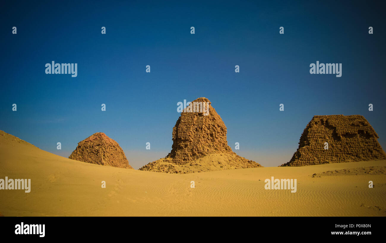 Nuri pyramids in desert in Napata, Karima region , Sudan Stock Photo
