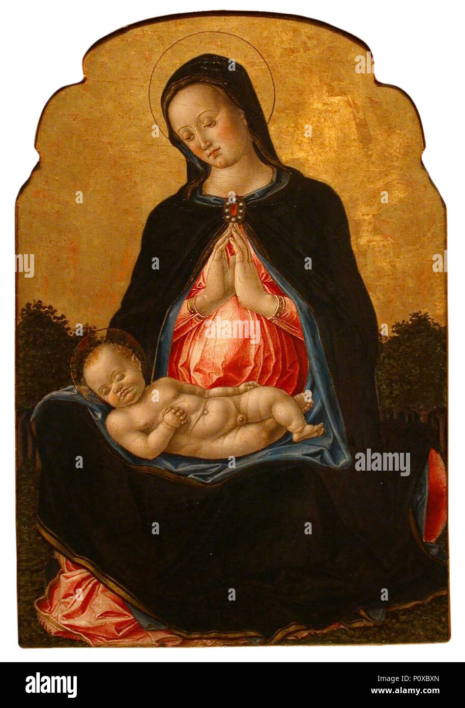 'Madonna and Child', tempera and gold on panel painting by Bartolomeo Vivarini, ca. 1475. Stock Photo