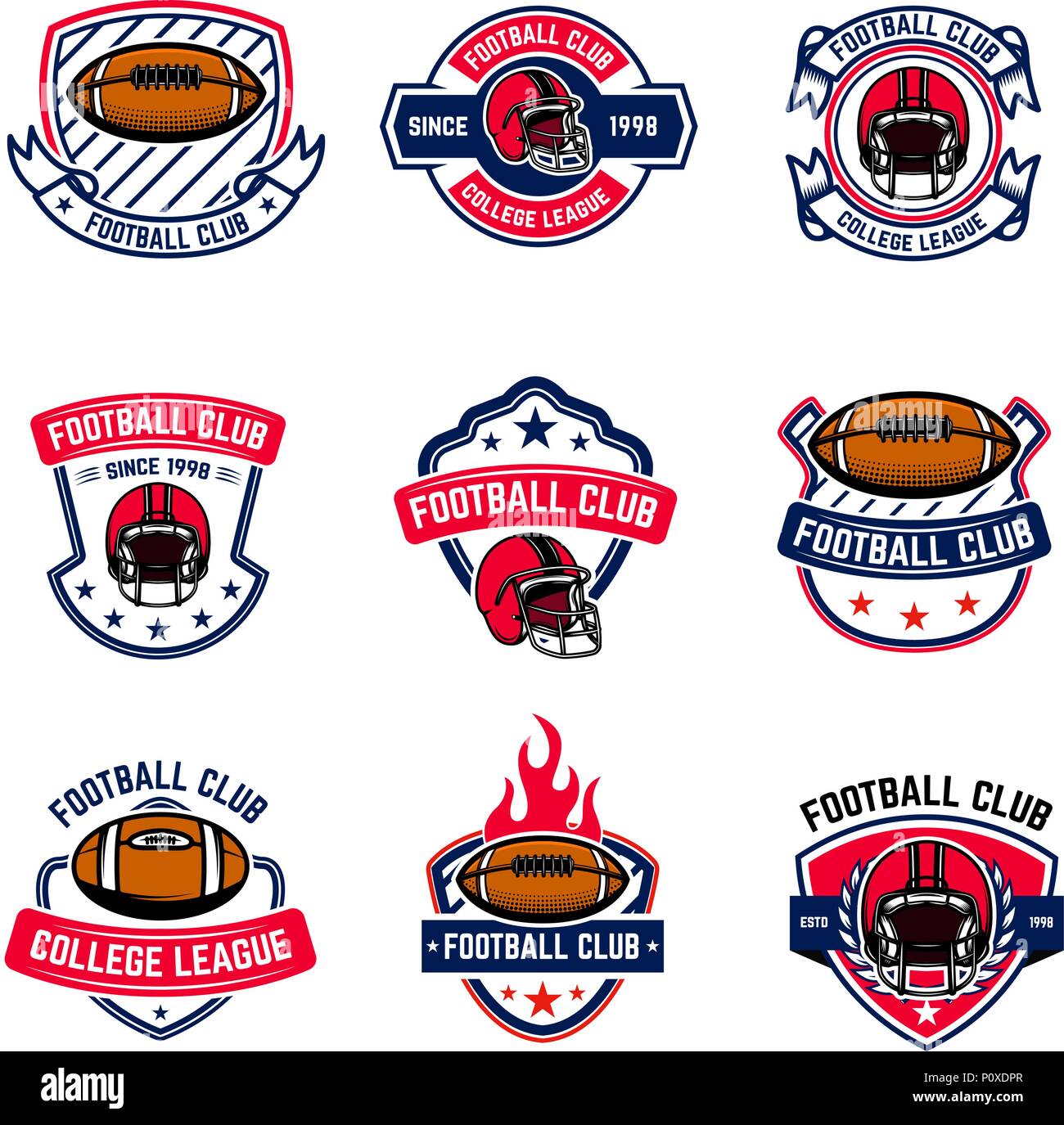 American football emblems. Design element for logo, label, sign. Vector