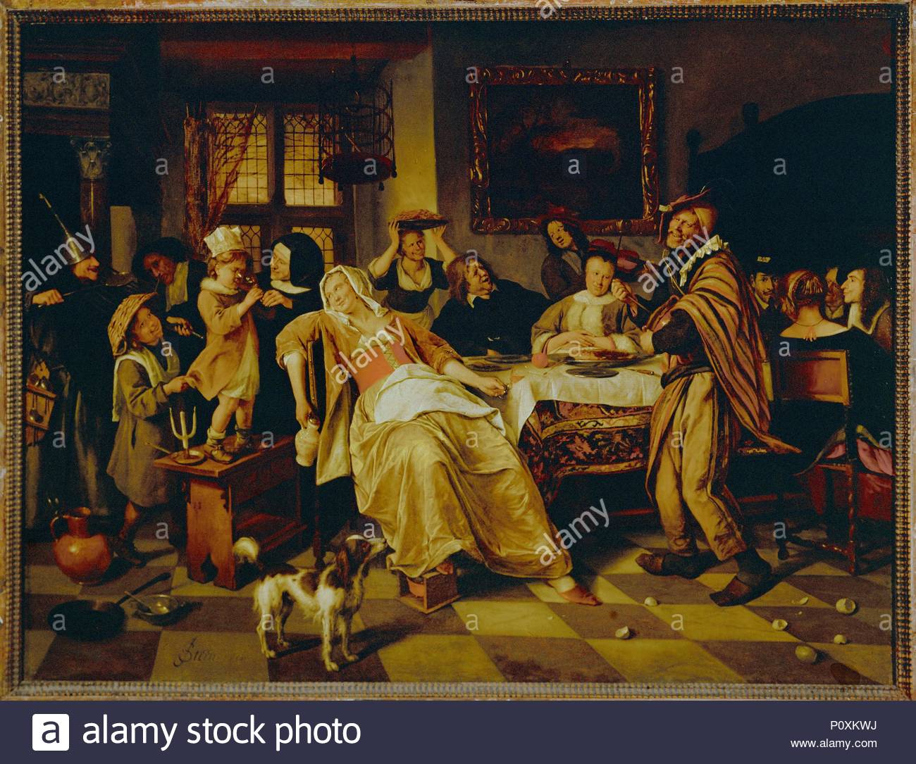 Feast of the Twelfth Night cake,1660. Author: Jan Steen (1626-1679). Location: Staatliche Kunstsammlungen, Kassel, Germany.