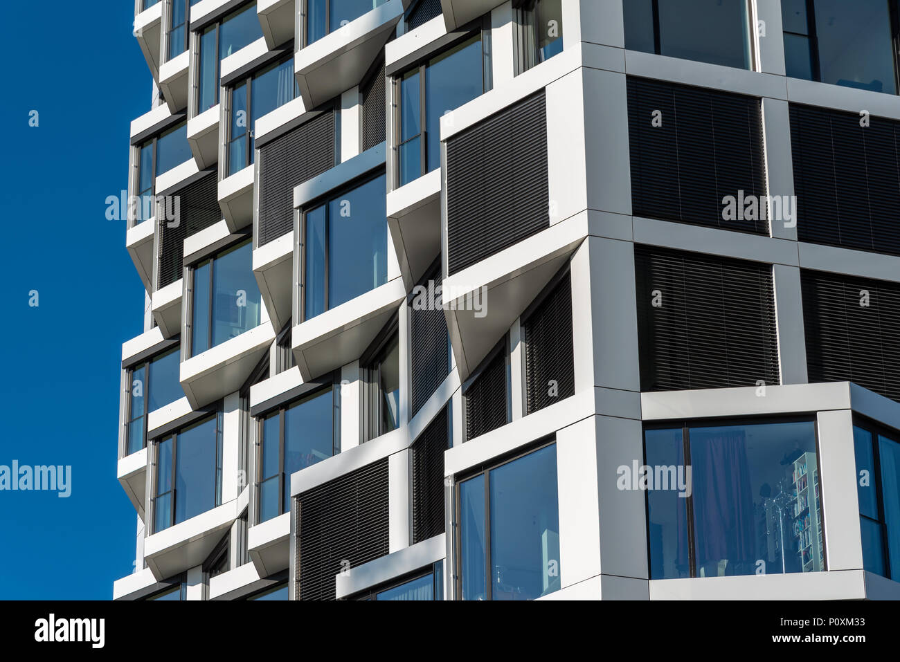 Detail of a modern high-rise apartment building seen in Munich, Germany Stock Photo