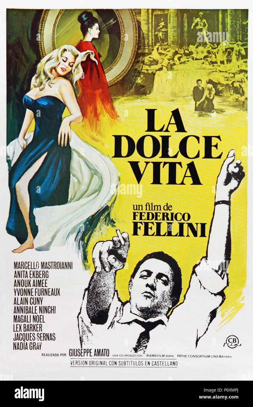 Original Film Title: DOLCE VITA, LA.  English Title: SWEET LIFE, THE.  Film Director: FEDERICO FELLINI.  Year: 1960. Credit: RIAMA-PATHE-GRAY/ASTOR-AIP / Album Stock Photo