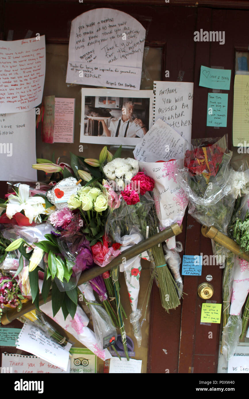 New York, New York, USA. 9th June, 2018. Anthony Bourdain Memorial in ...