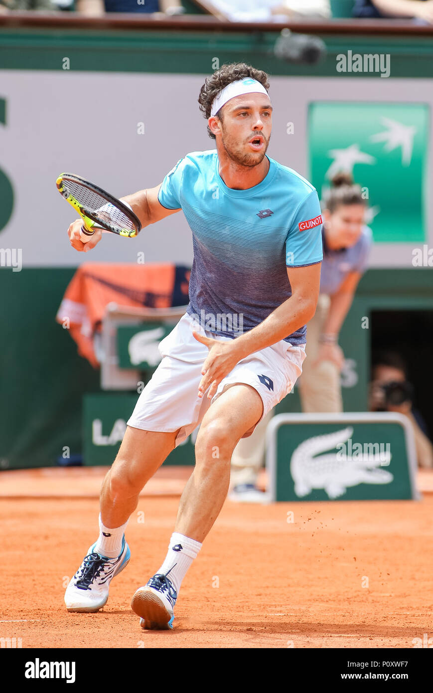 Marco Cecchinato (ITA), JUNE 8, 2018 - Tennis : Marco Cecchinato of Italy  during the Men's singles semi-final match of the French Open tennis  tournament against Dominic Thiem of Austria at the