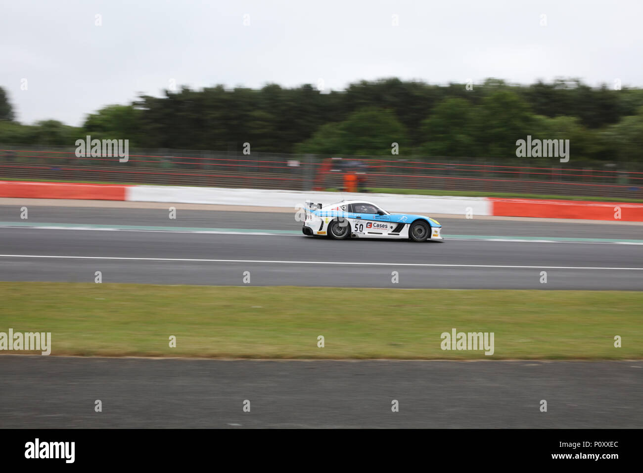 Silverstone, United Kingdom. 10th Jun, 2018. The Ginetta 50 car of HHC Motorsport and Mike Newbould / Will Burns on circuit for the British GT at Silverstone Warmup session Credit: Paren Raval/Alamy Live News Stock Photo