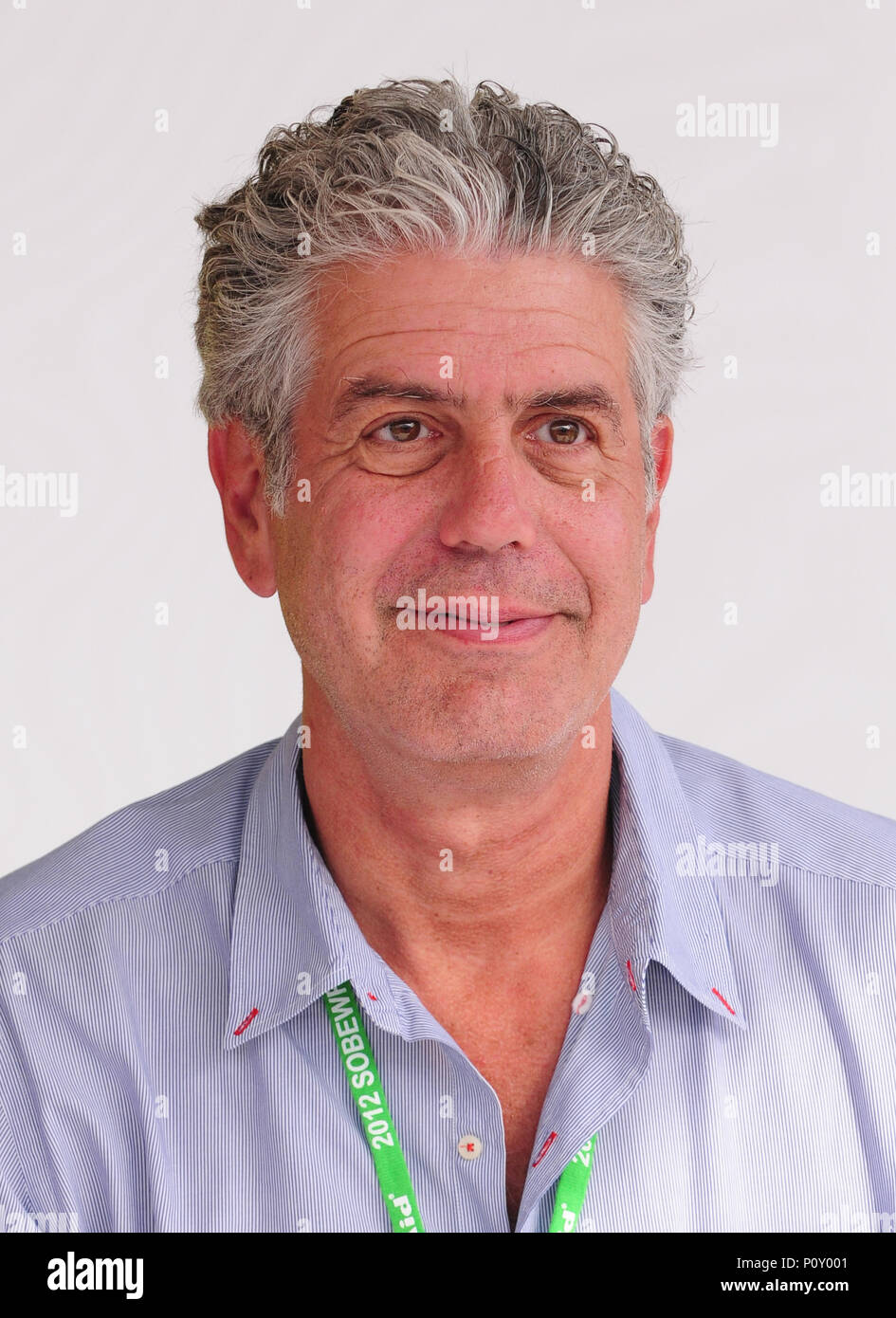 Miami Beach, FL, USA. 26th Feb, 2018. CNN host and celebrity chef and CNN's 'Parts Unknown' host Anthony Bourdain at the Whole Foods Grand Tasting Village at the 2012 South Beach Wine and Food Festival on February 26, 2012 in Miami Beach, Florida. Anthony Bourdain Died: June 8, 2018, at the age of 61 at Strasbourg, France. commit suicide by hanged himself with bathrobe belt. Credit: Mpi10/Media Punch/Alamy Live News Stock Photo