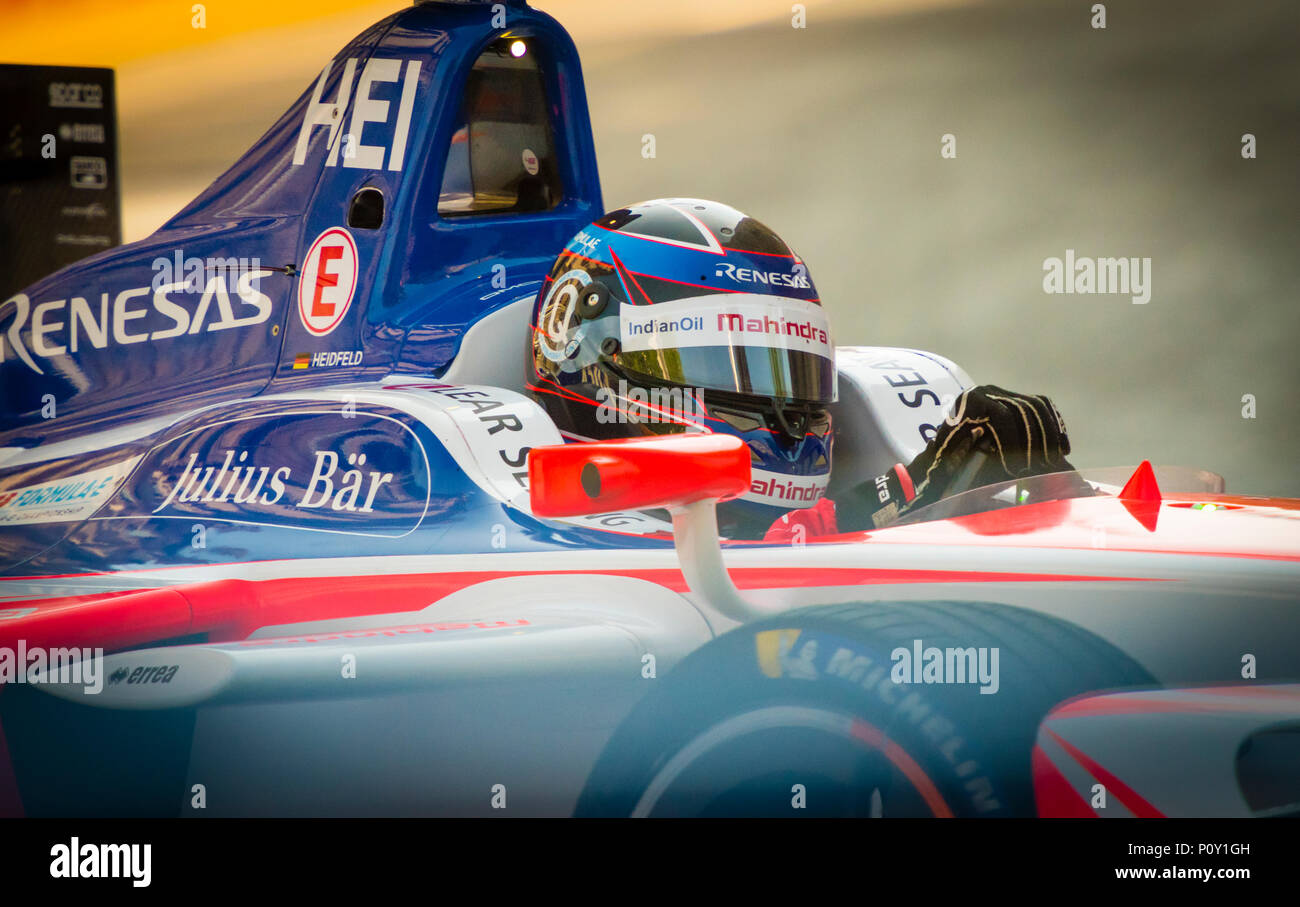 Zurich, Switzerland - 10 June 2018: Nick Heidfeld (GER) during the first free practice for the 2018 FIA Formula E championship race at downtown Zurich. Credit: Erik Tham/Alamy Live News Stock Photo