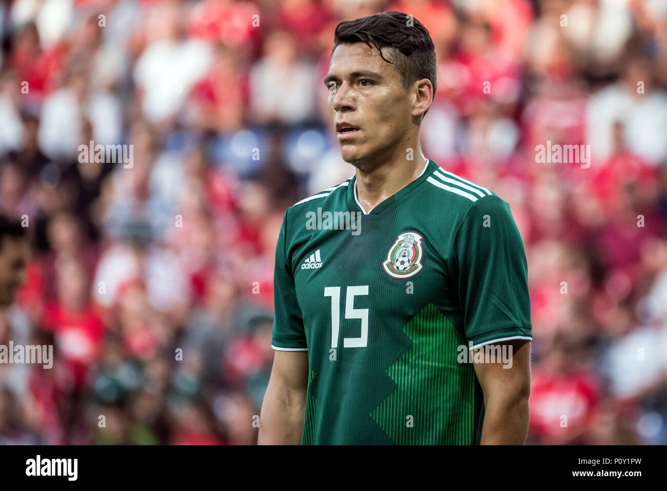 Denmark, Brøndby - June 09, 2018. Hector Moreno (15) of Mexico seen during the football friendly between Denmark and Mexico at Brøndby Stadion. (Photo credit: Gonzales Photo - Kim M. Leland). Credit: Gonzales Photo/Alamy Live News Stock Photo