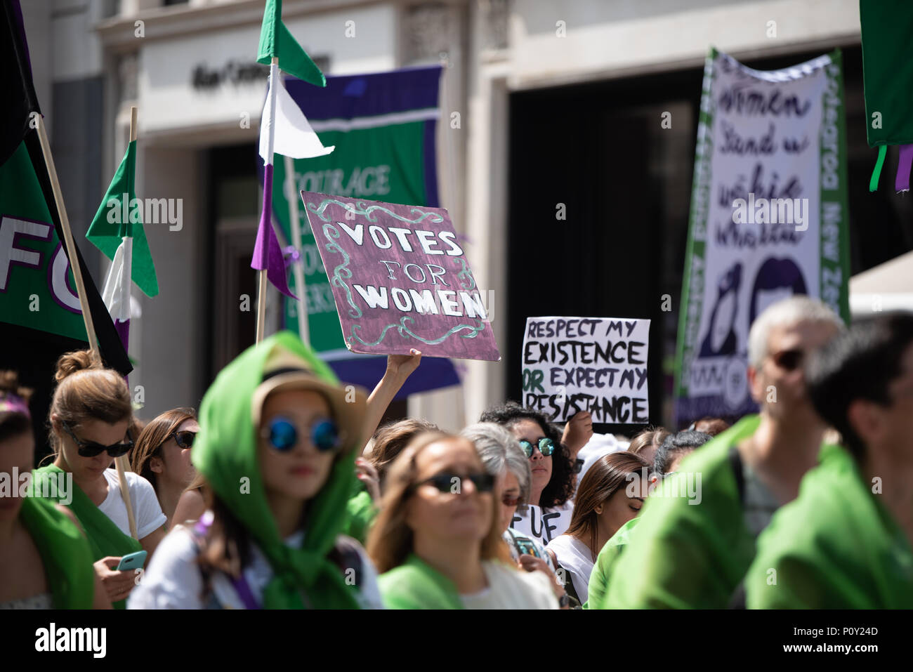 Women Rights Color Women marching through London to mark 100 years since the first British ...