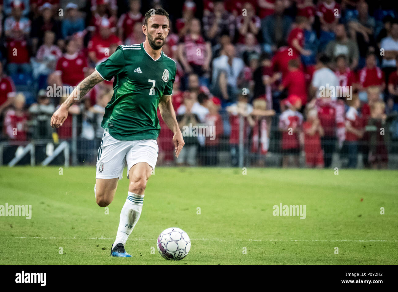 Denmark, Brøndby - June 09, 2018. Miguel Layun (7) of Mexico seen during the football friendly between Denmark and Mexico at Brøndby Stadion. (Photo credit: Gonzales Photo - Kim M. Leland). Credit: Gonzales Photo/Alamy Live News Stock Photo