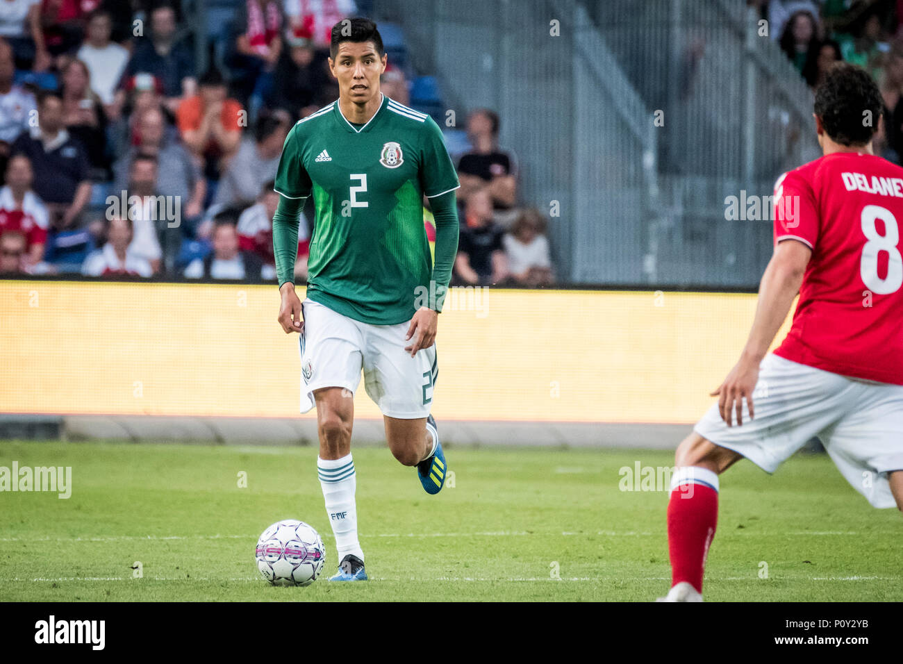 Denmark, Brøndby - June 09, 2018. Hugo Ayala Castro (2) of Mexico seen during the football friendly between Denmark and Mexico at Brøndby Stadion. (Photo credit: Gonzales Photo - Kim M. Leland). Credit: Gonzales Photo/Alamy Live News Stock Photo