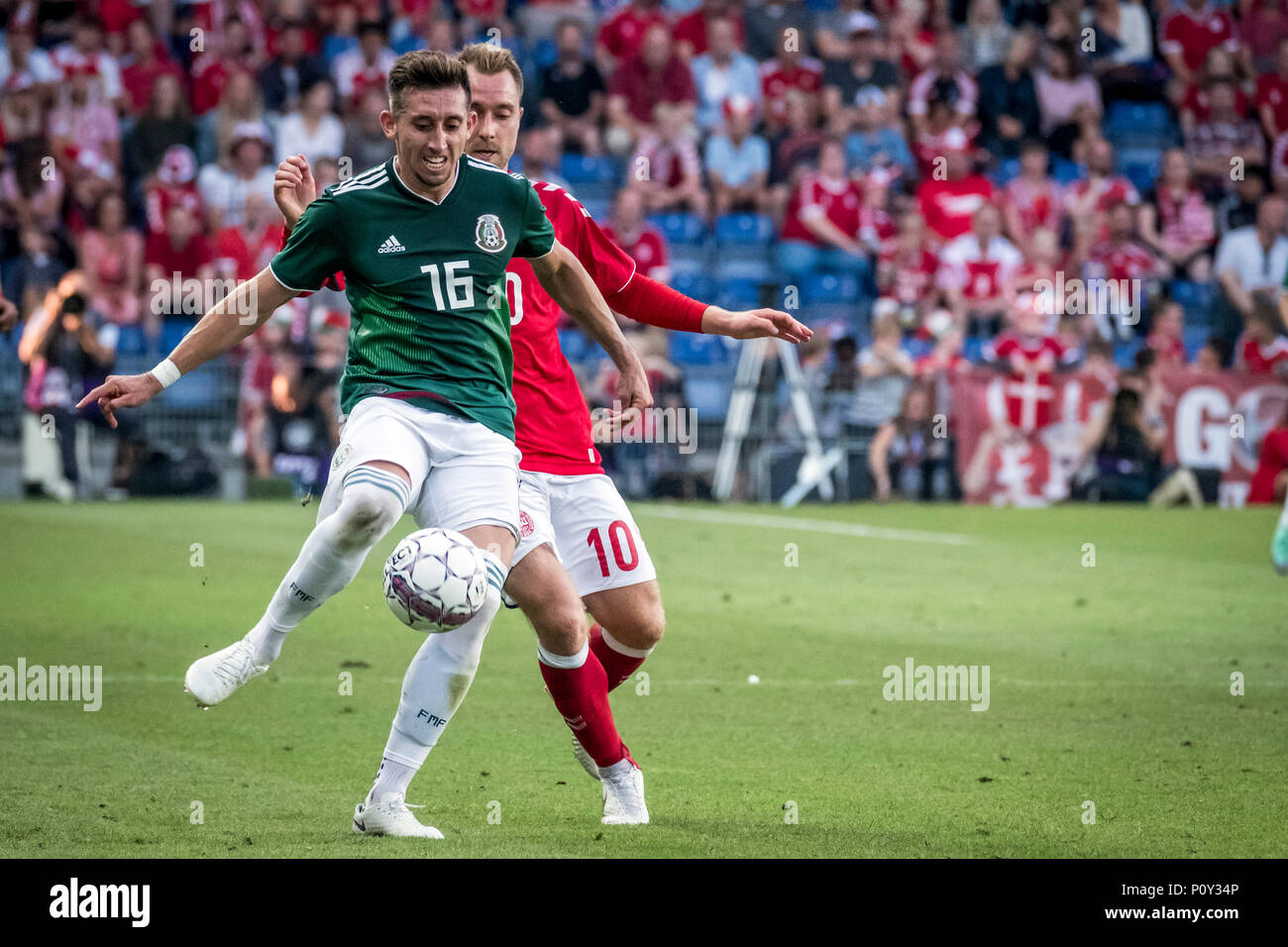 Denmark, Brøndby - June 09, 2018. Hector Herrera (16) of Mexico seen during the football friendly between Denmark and Mexico at Brøndby Stadion. (Photo credit: Gonzales Photo - Kim M. Leland). Credit: Gonzales Photo/Alamy Live News Stock Photo