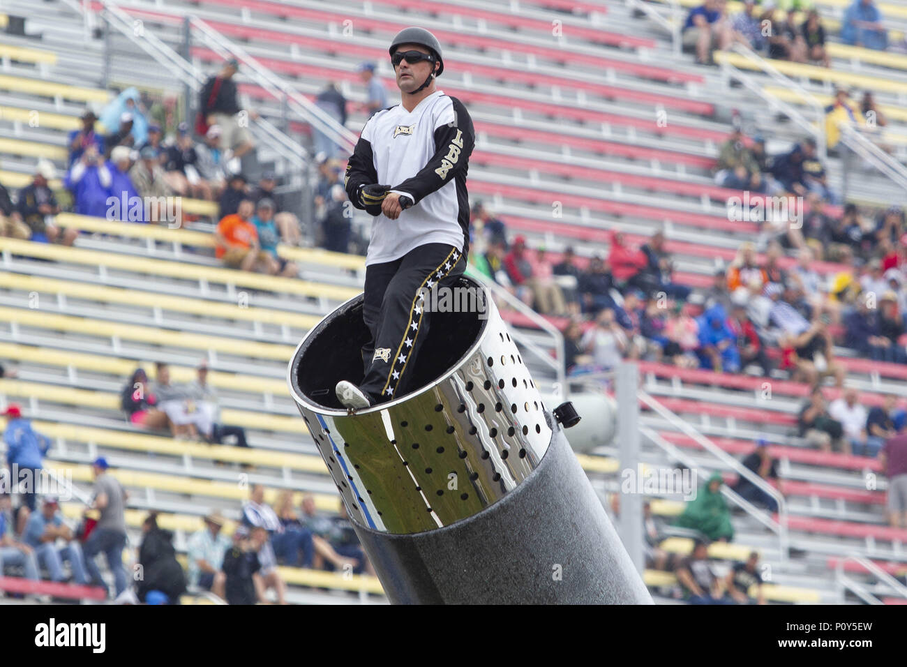 Brooklyn, Michigan, USA. 10th June, 2018. DAVID SMITH JR. prepares to be shot out of a canon at Michigan International Speedway. Credit: Scott Mapes/ZUMA Wire/Alamy Live News Stock Photo