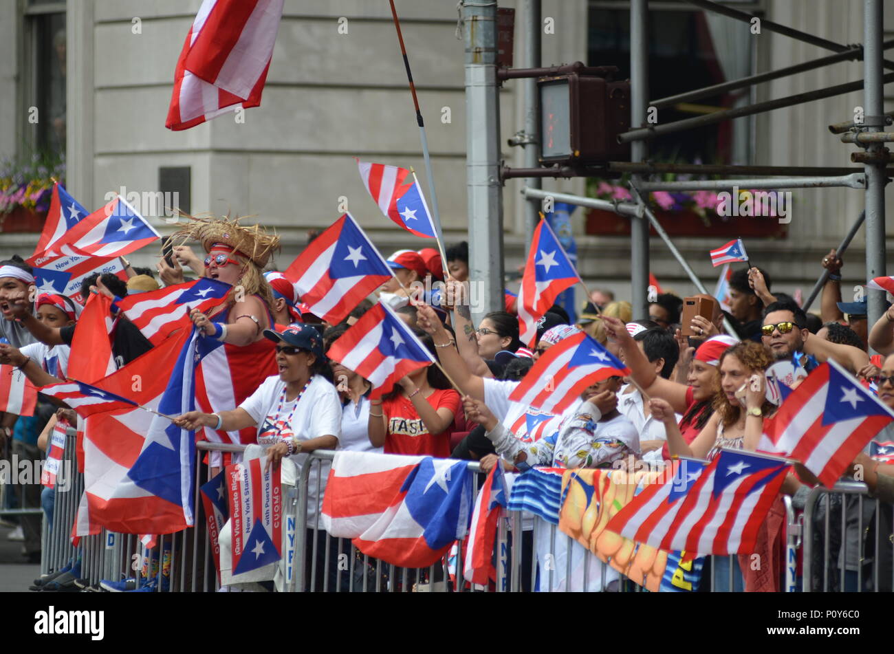 New York, USA. 10th June 2018. Manhattan, New York: Annual Puerto Rican Day Parade 2018 on 5th Avenue in  New York City. Credit: Ryan Rahman/Alamy Live News Stock Photo