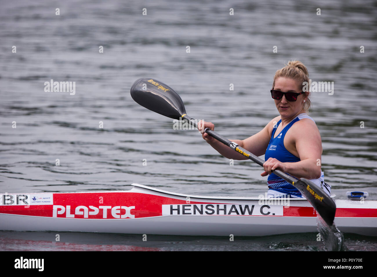 Belgrade, Serbia. 10th Jun, 2018. Charlotte Henshaw of GBR competes in Women's KL2, Final A, 200m sprint race Credit: Nikola Krstic/Alamy Live News Stock Photo
