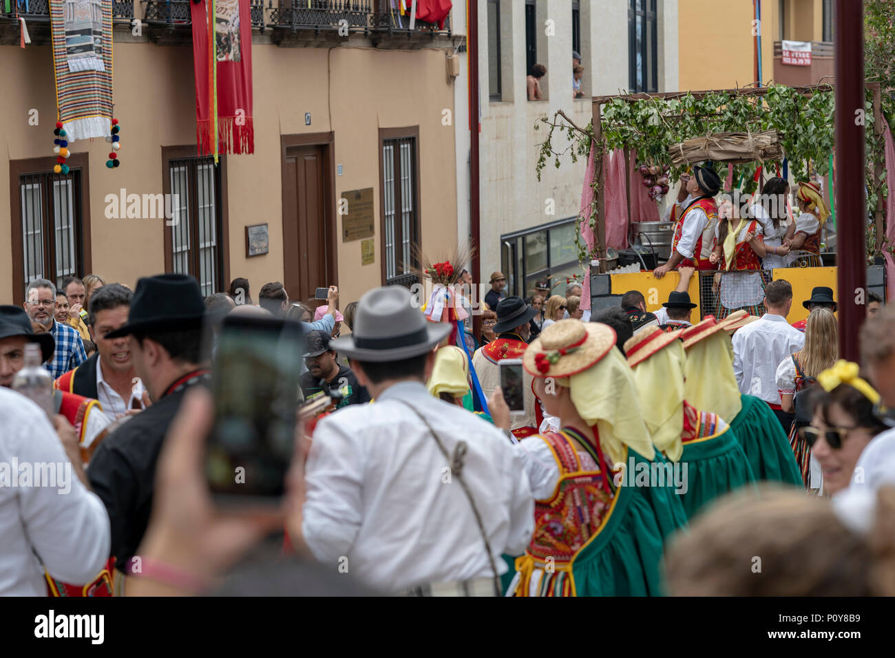 Orotava, Tenerife, Canary Islands, June 10, 2018: Thousands of people ...