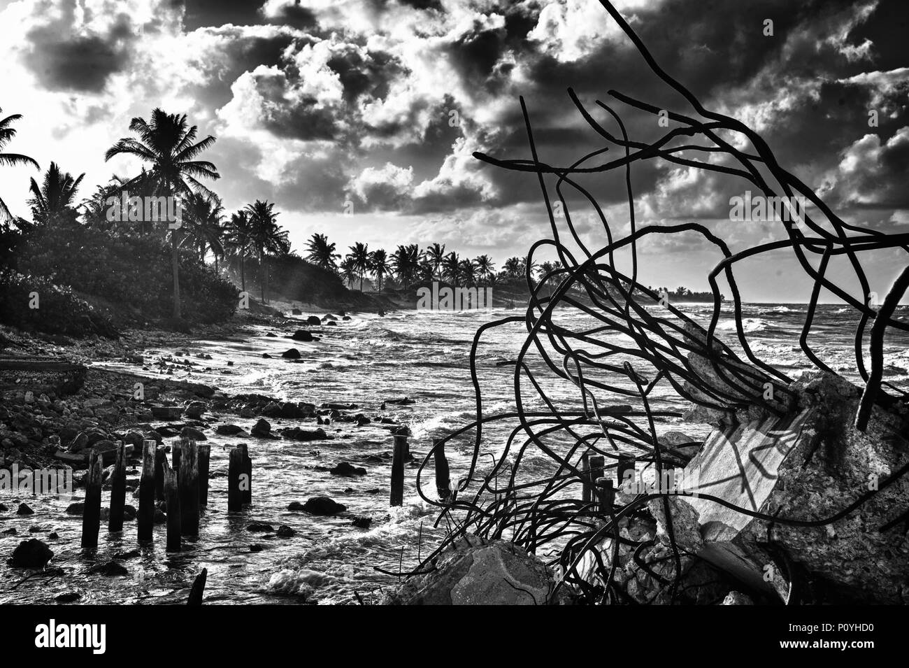 black white view of an area of guanabo beach Stock Photo