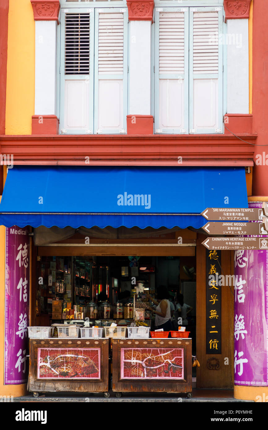Shopfront, Southbridge Rd, Chinatown, Singapore, Singapore Stock Photo